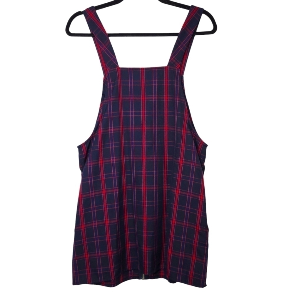 FOREVER 21 NAVY & RED PLAID JUMPER DRESS SIZE SMALL - Picture 4 of 5